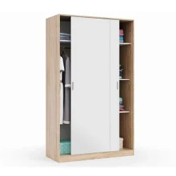 Armario Luca 2 puertas correderas blanco/natural 200x120x50 cm