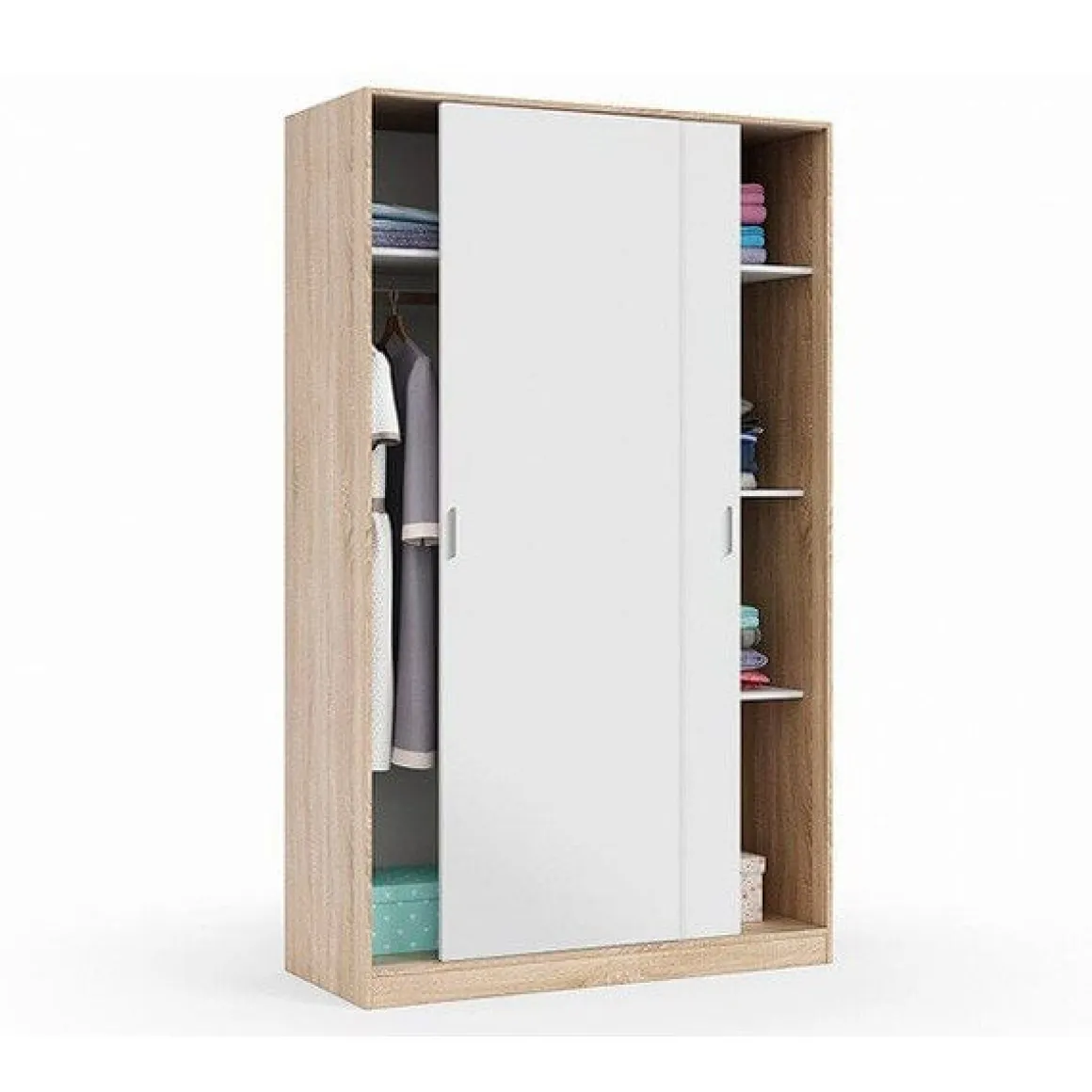 Armario Luca 2 puertas correderas blanco/natural 200x120x50 cm
