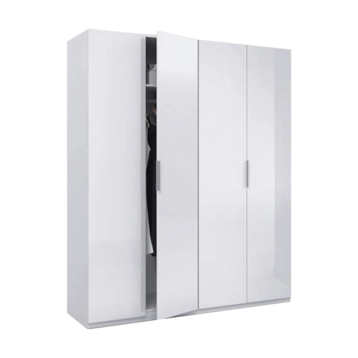 Armario Max 4 puertas abatibles blanco brillo 200x180x52 cm