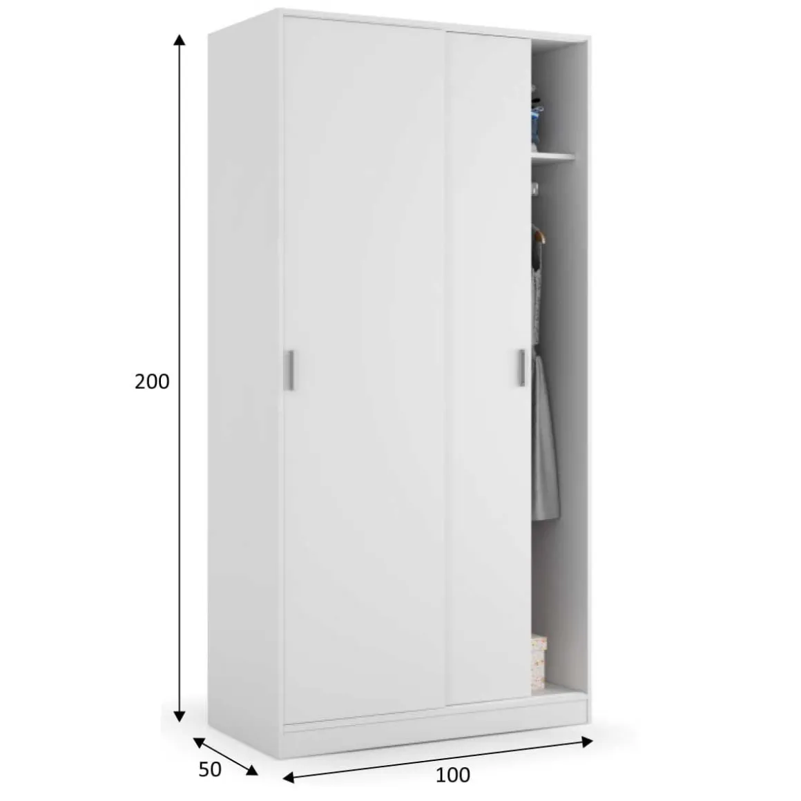 Armario Max 2 puertas correderas blanco 200x100x52 cm