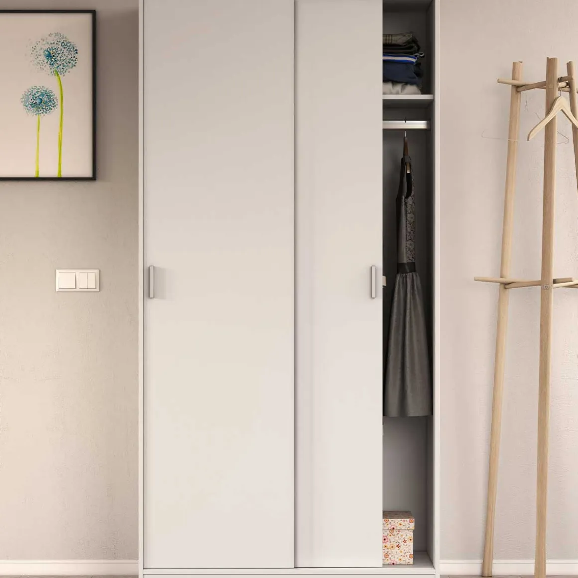 Armario Max 2 puertas correderas blanco 200x100x52 cm