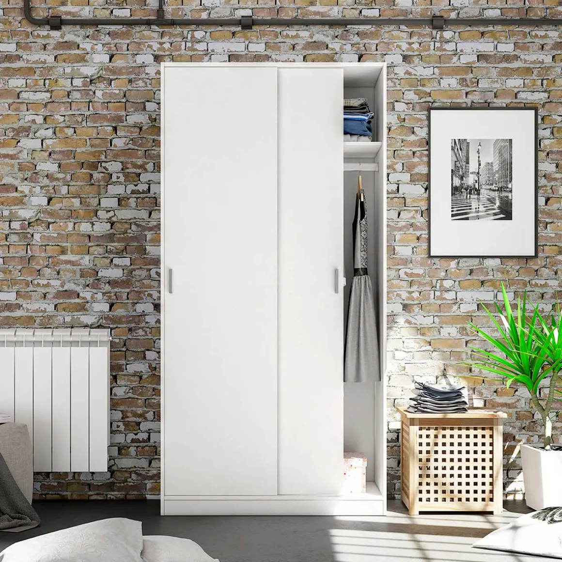 Armario Max 2 puertas correderas blanco 200x100x52 cm