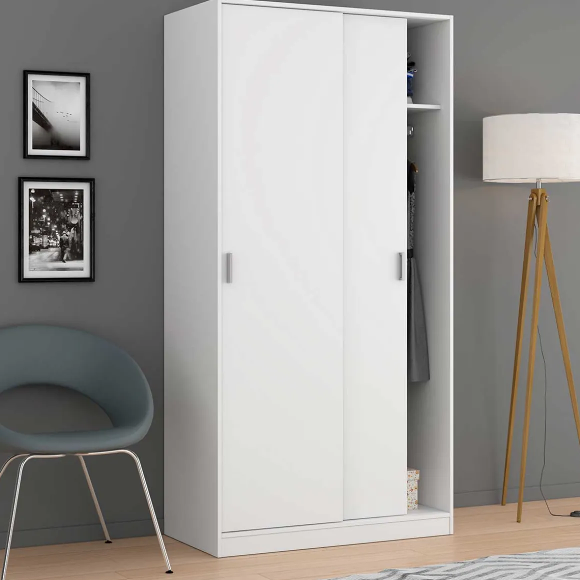 Armario Max 2 puertas correderas blanco 200x100x52 cm