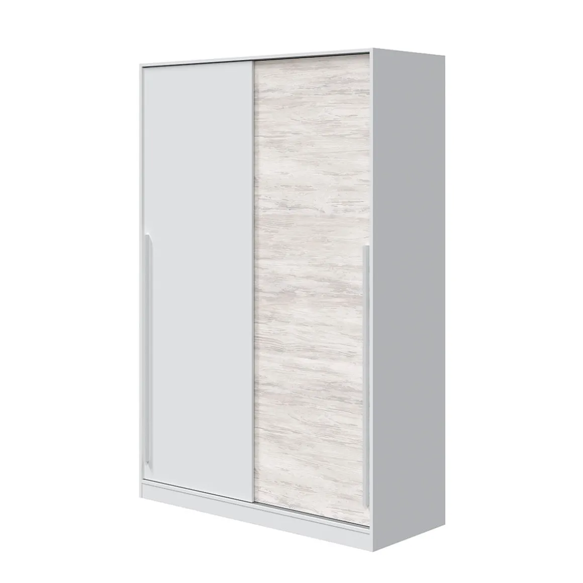 Armario Max 2 puertas correderas + 4 estantes + barra para colgar blanco/gris 200x120x50 cm
