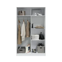 Armario Max 2 puertas correderas + 4 estantes + barra para colgar blanco/gris 200x120x50 cm