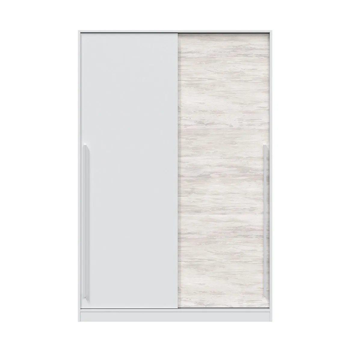 Armario Max 2 puertas correderas + 4 estantes + barra para colgar blanco/gris 200x120x50 cm
