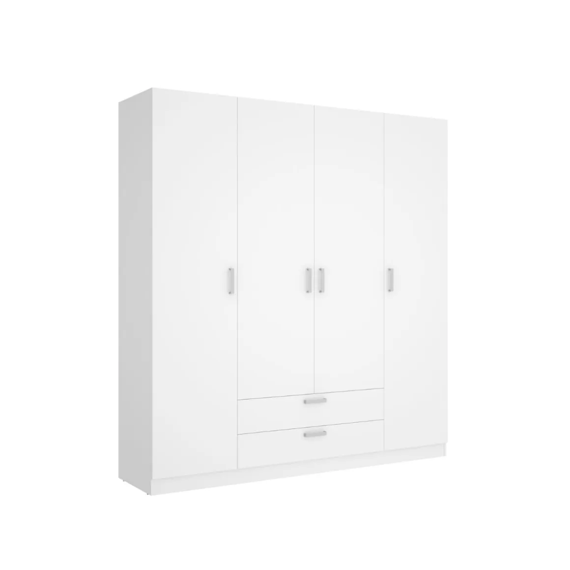 Armario Maxi 4 puertas + barra + 2 cajones + 9 compartimentos blanco 215x200x52 cm