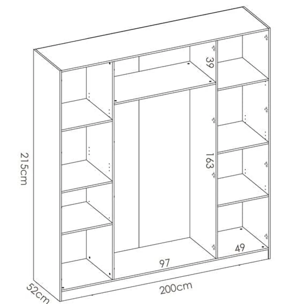 Armario Maxi 4 puertas abatibles 215x200,8x52 cm