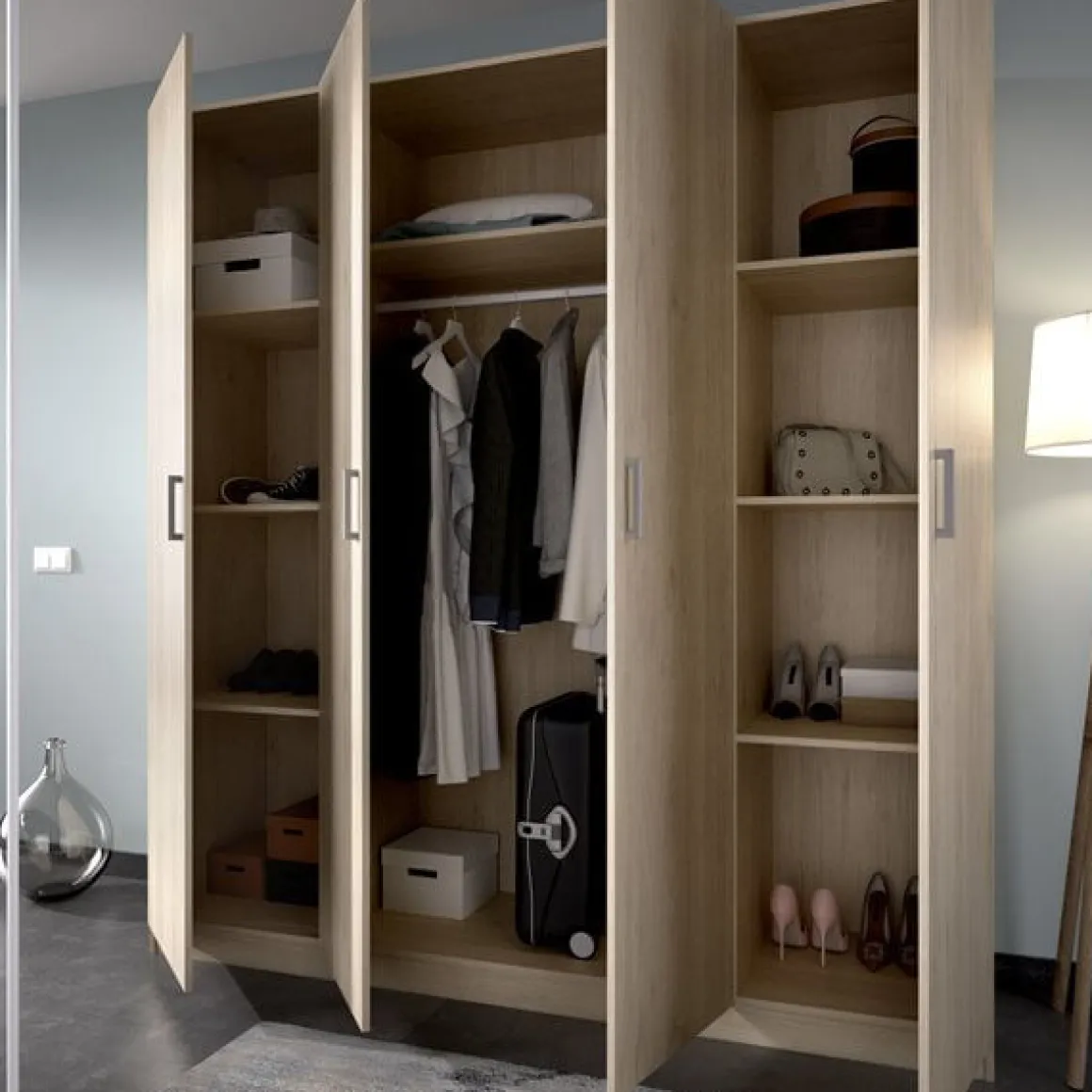 Armario Maxi 4 puertas abatibles 215x200,8x52 cm