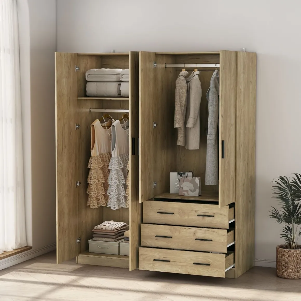Armario Monamer 4 puertas con 3 cajones 200x160x57,5 cm