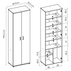 Armario multiusos Fit 2 puertas 6 estantes natural 190,2x60,9x35,3 cm