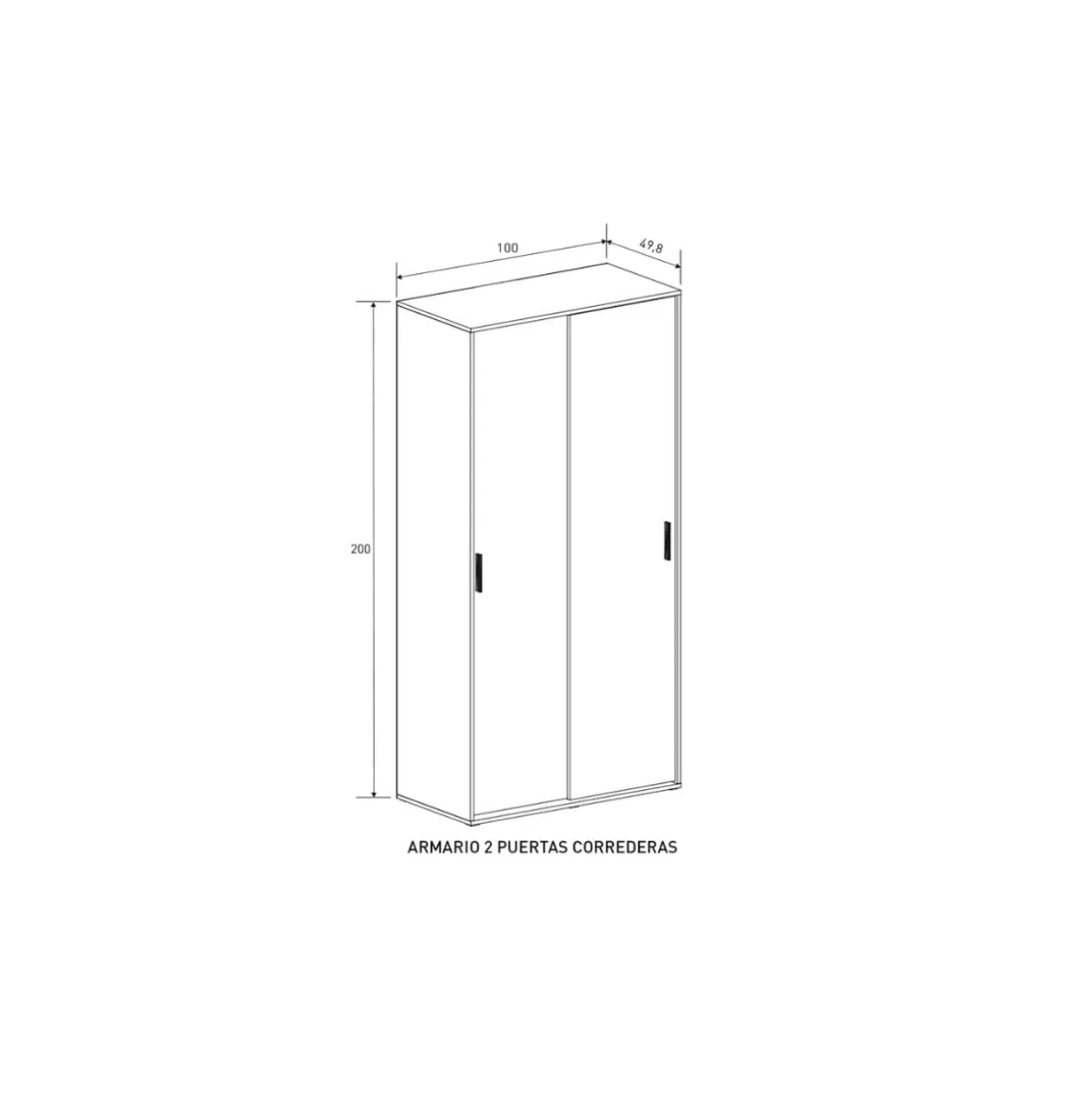 Armario New Aura 2 puertas correderas 200x100x49,8 cm