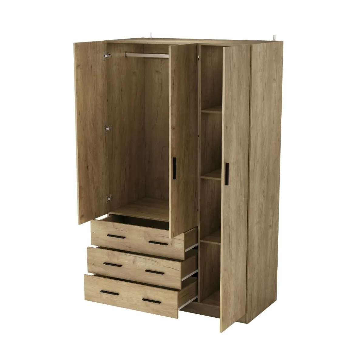 Armario Nortes 3 puertas con 3 cajones 200x120x58 cm