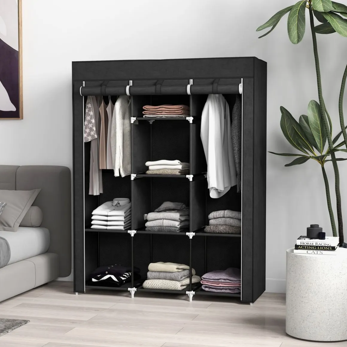 Armario Nova Homcom 8 estantes 162,5x125x43 cm