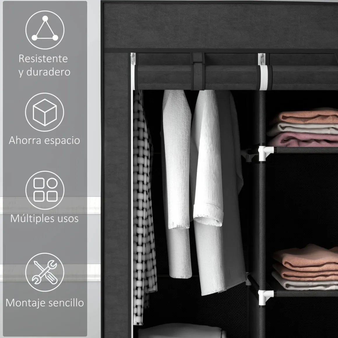 Armario Nova Homcom 8 estantes 162,5x125x43 cm