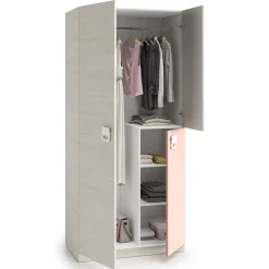 Armario Nube 3 puertas abatibles blanco/rosa/gris 200x90x52 cm