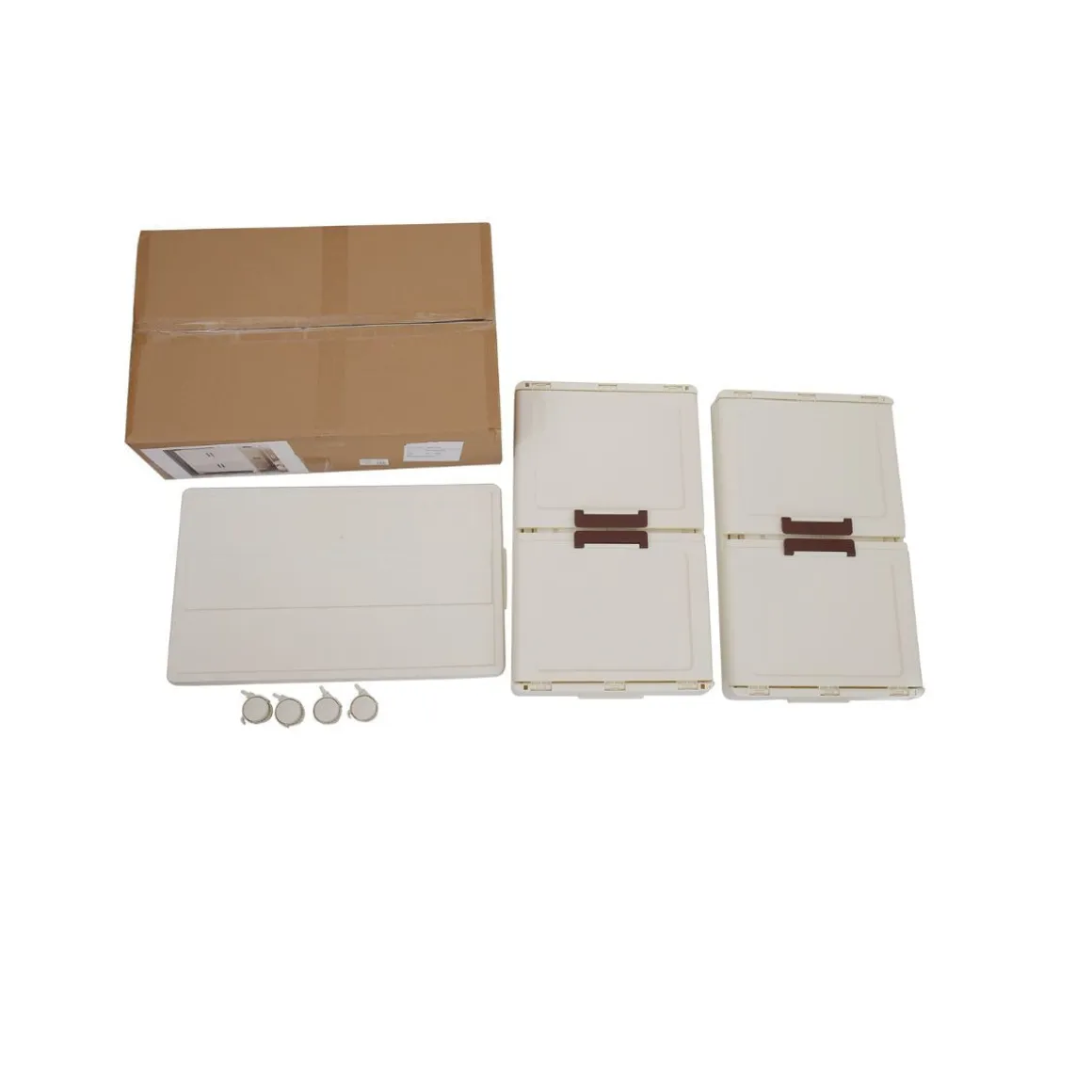 Armario organizador 2 niveles + 4 puertas y ruedas blanco/marrón 65,6x60x35 cm