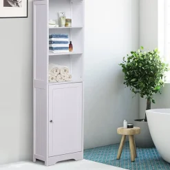 Armario para baño con estantes blanco 160x40x38 cm