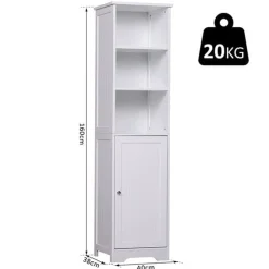 Armario para baño con estantes blanco 160x40x38 cm