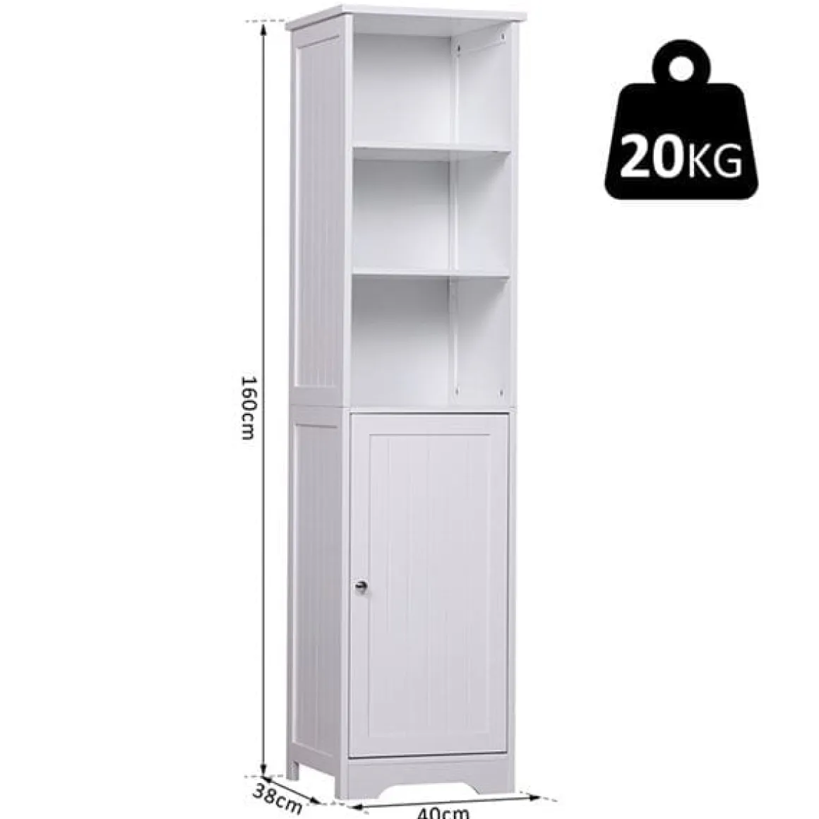 Armario para baño con estantes blanco 160x40x38 cm