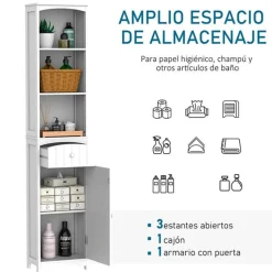 Armario para baño con estantes blanco 170x34x24 cm