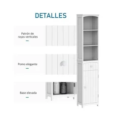 Armario para baño con estantes blanco 170x34x24 cm