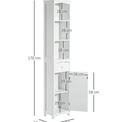 Armario para baño con estantes blanco 170x34x24 cm