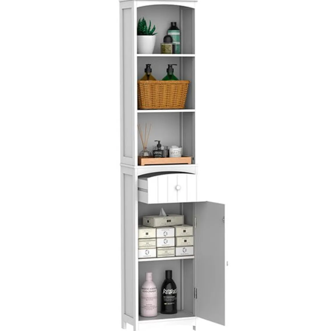 Armario para baño con estantes blanco 170x34x24 cm