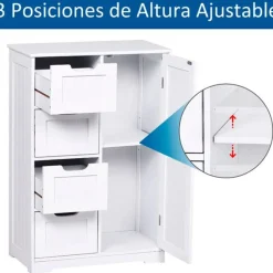 Armario para baño multifuncional madera blanco 83x56x30 cm