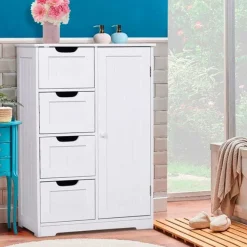 Armario para baño multifuncional madera blanco 83x56x30 cm