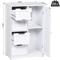 Armario para baño multifuncional madera blanco 83x56x30 cm