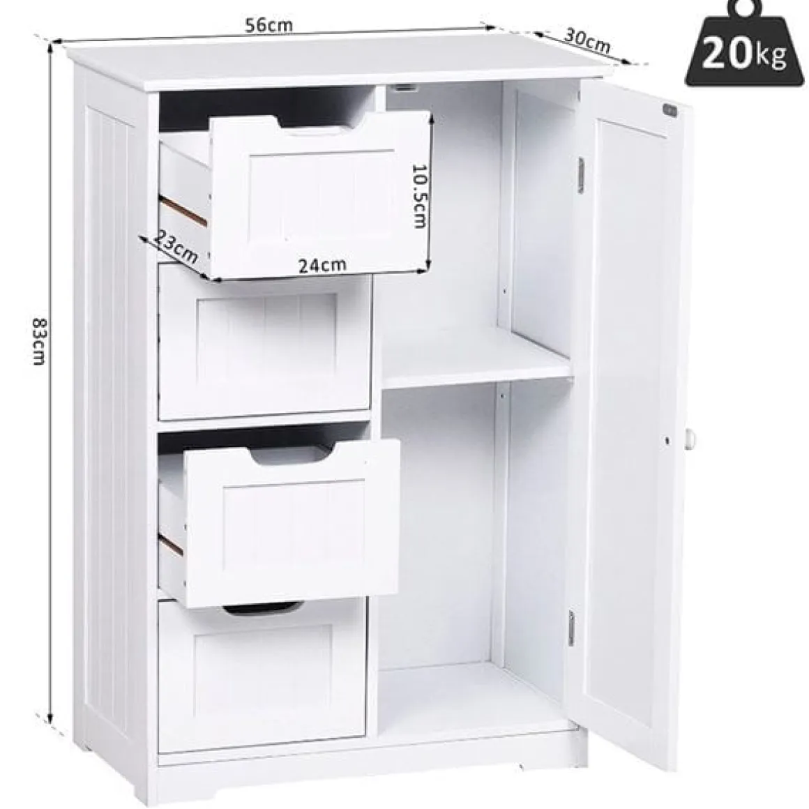 Armario para baño multifuncional madera blanco 83x56x30 cm
