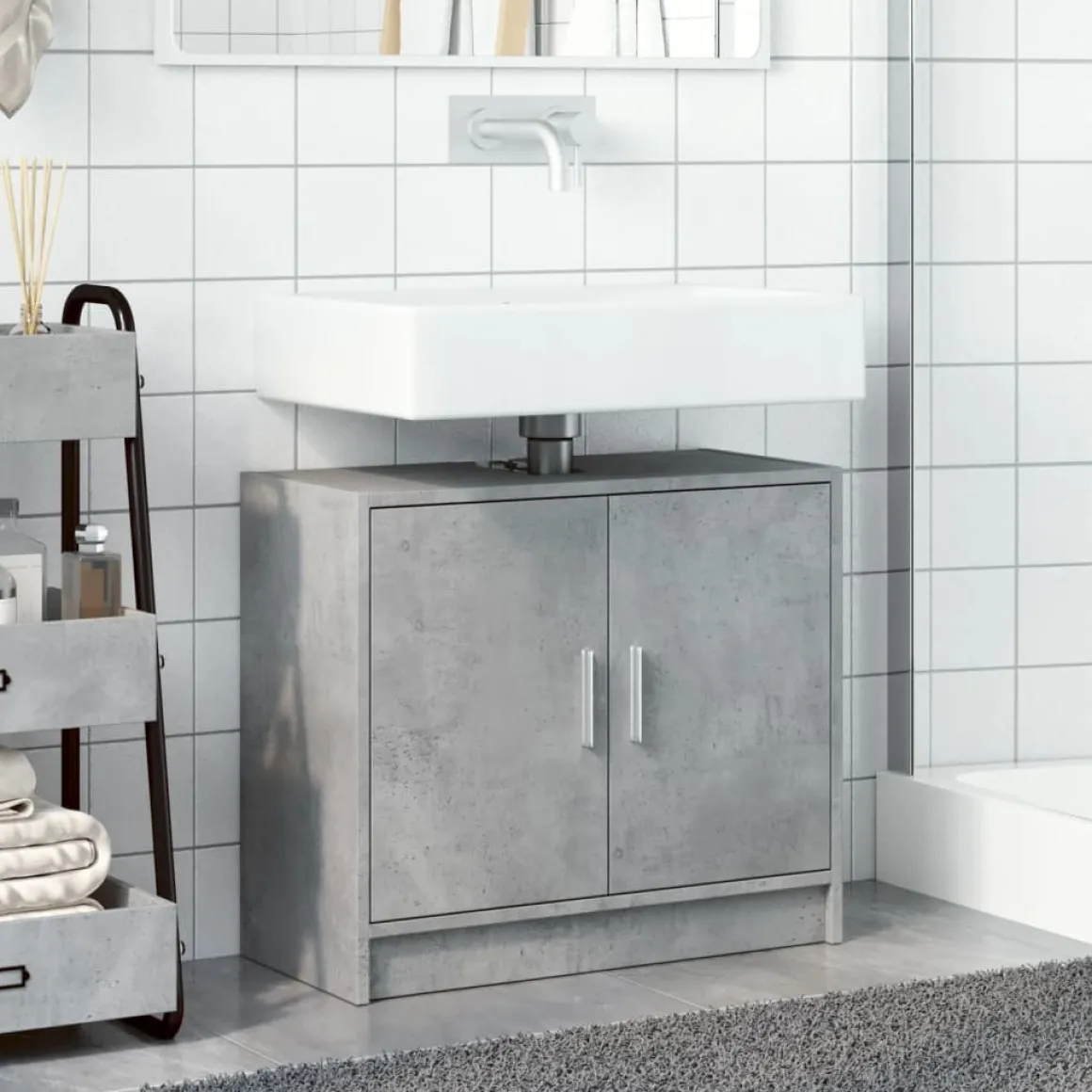 Armario para lavabo Duende 2 puertas blanco 55x63x29 cm