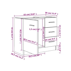 Armario para lavabo Kemba 1 armario + 3 cajones 54x63x30 cm