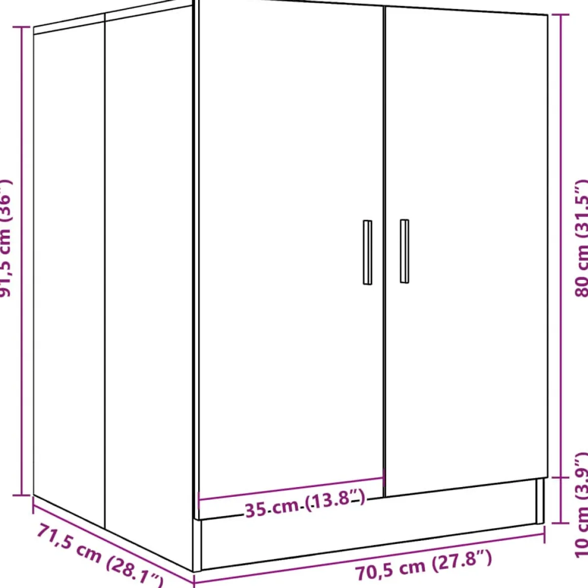 Armario para lavadora Dila 2 puertas 91,5x70,5x71,5 cm