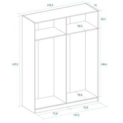 Armario River 4 puertas abatibles 197,5x150,4x52,6 cm