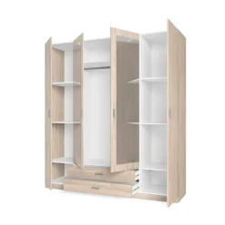Armario Roma 4 puertas abatibles con 2 cajones 215,5x198x52,6 cm
