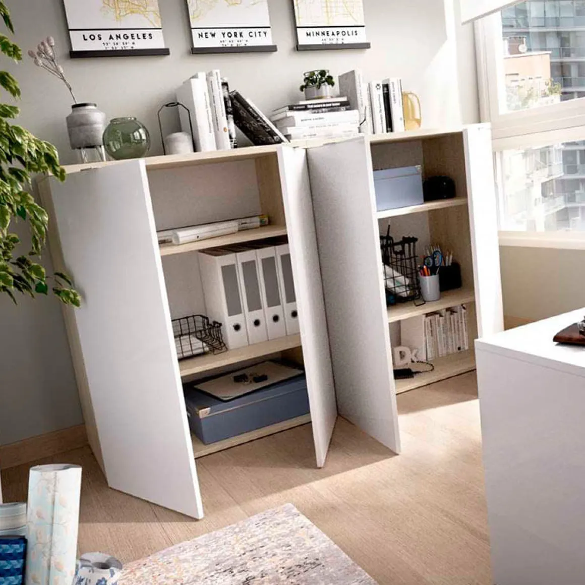 Armario Rox con 2 puertas blanco/natural 96x79x40 cm