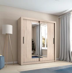 Armario Sava 2 puertas correderas con espejo 201x182x58,7 cm