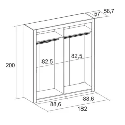 Armario Sava 2 puertas correderas 201x182x58,7 cm