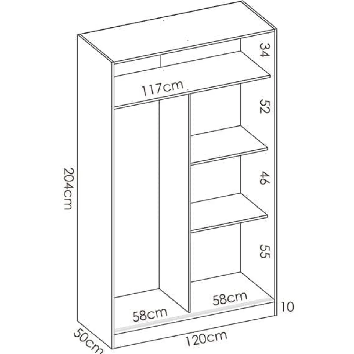 Armario Slide 2 puertas correderas natural 204x120x50 cm