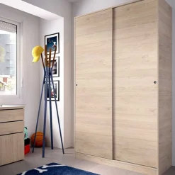 Armario Slide 2 puertas correderas natural 204x120x50 cm