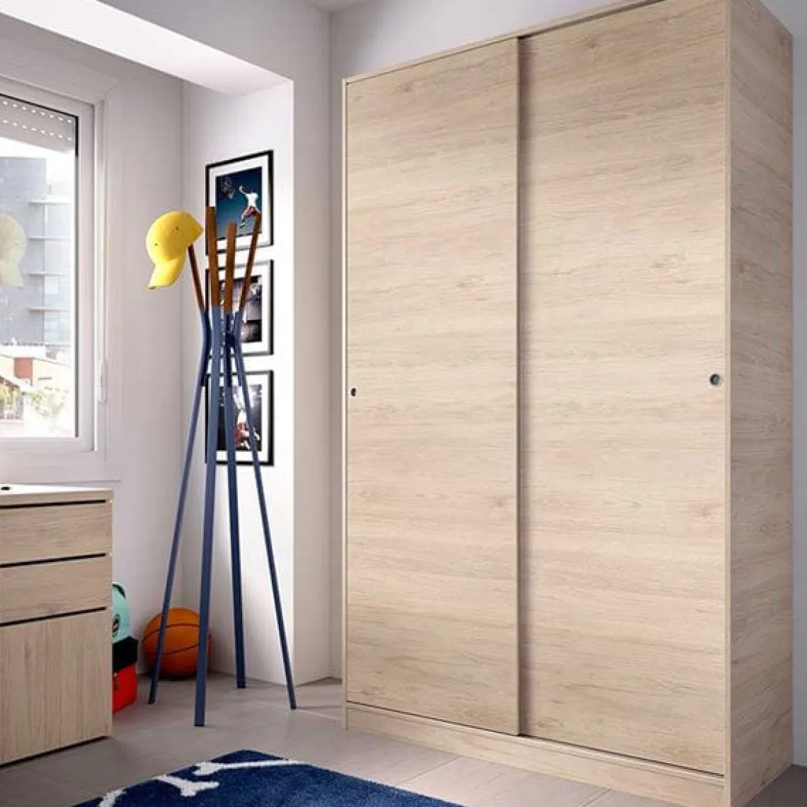 Armario Slide 2 puertas correderas natural 204x120x50 cm