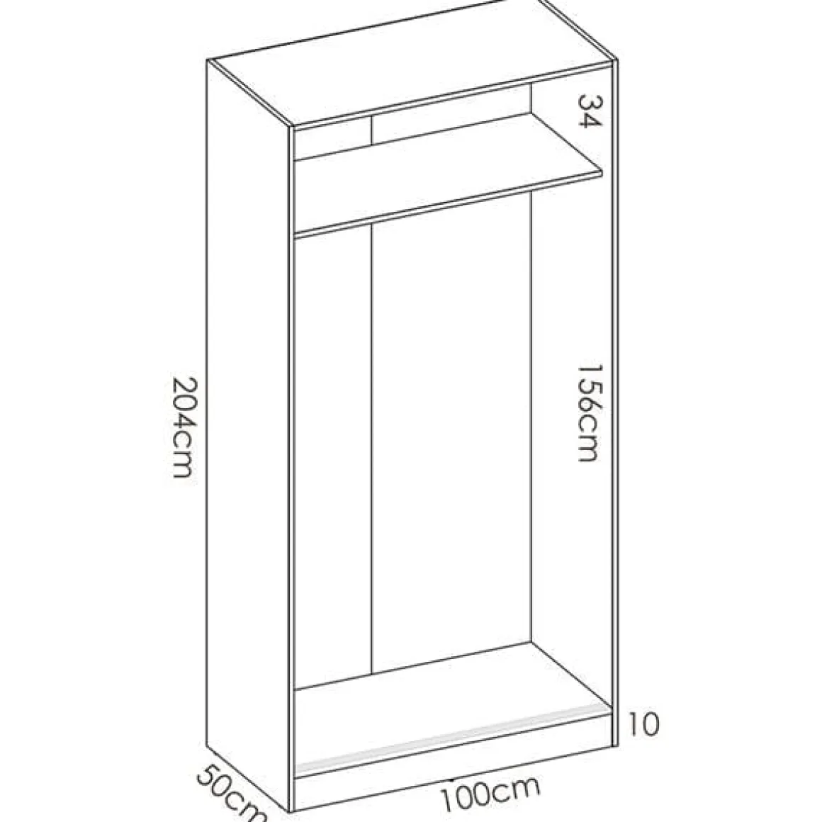 Armario Slide Plus 2 puertas correderas 204x100x50 cm