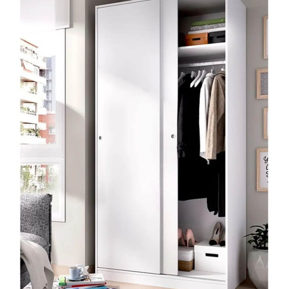 Armario Slide Plus 2 puertas correderas 204x100x50 cm