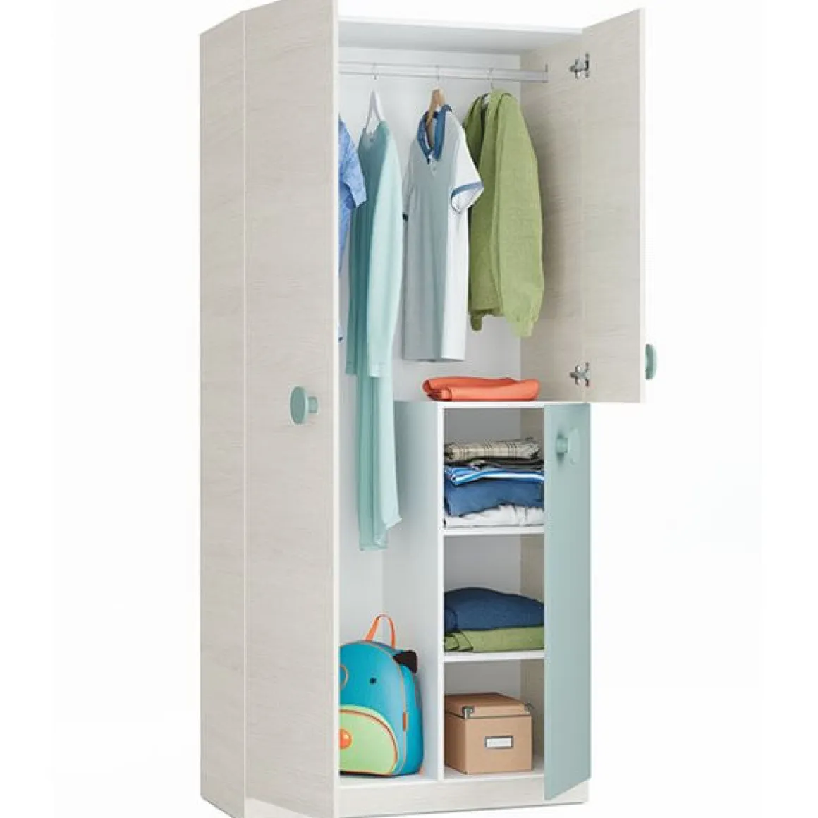 Armario Snuba 3 puertas juvenil blanco Alpes/verde acqua 200x90x52 cm