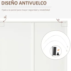 Armario Tasti Homcom 2 puertas con espejo + 3 cajones blanco 180x80x50 cm