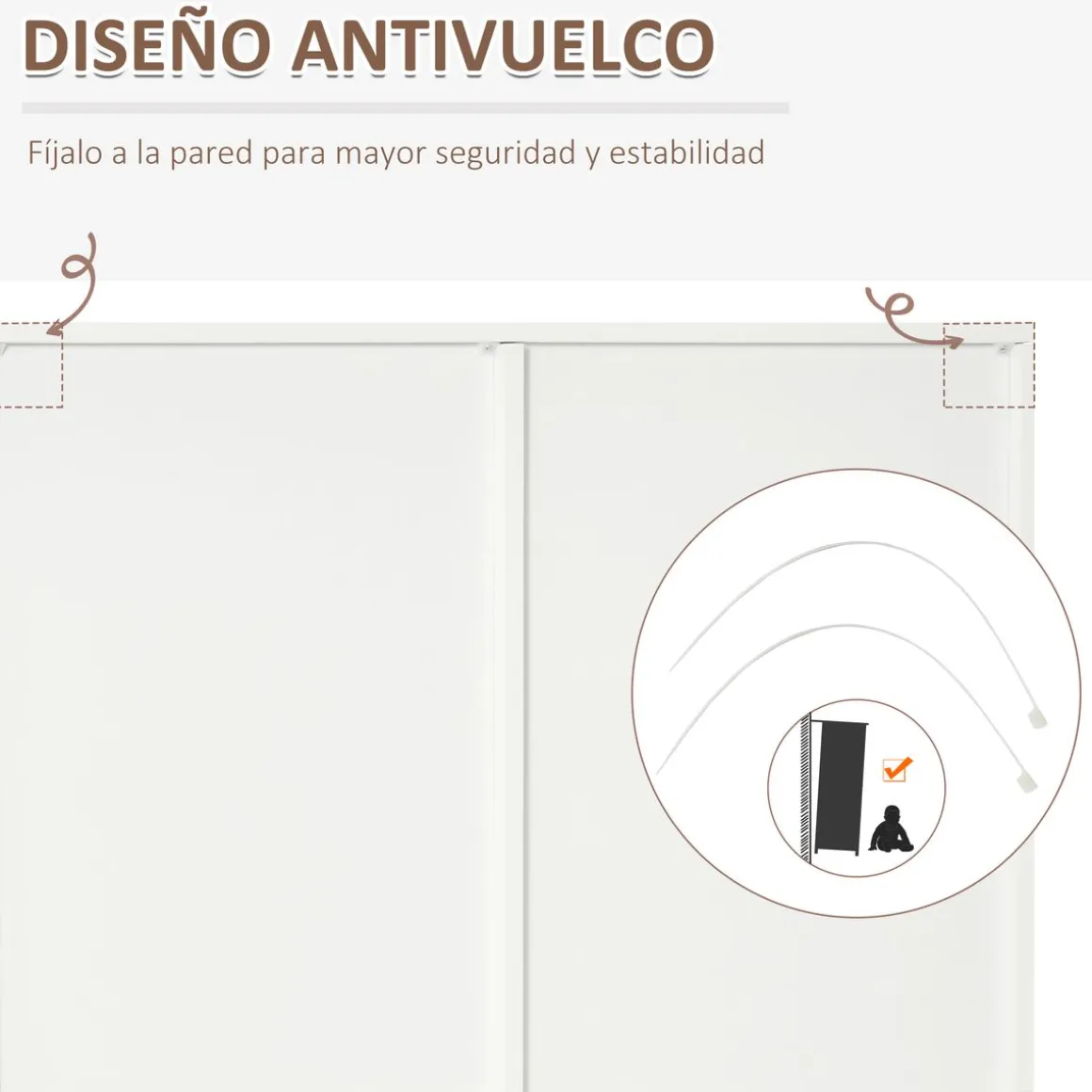 Armario Tasti Homcom 2 puertas con espejo + 3 cajones blanco 180x80x50 cm