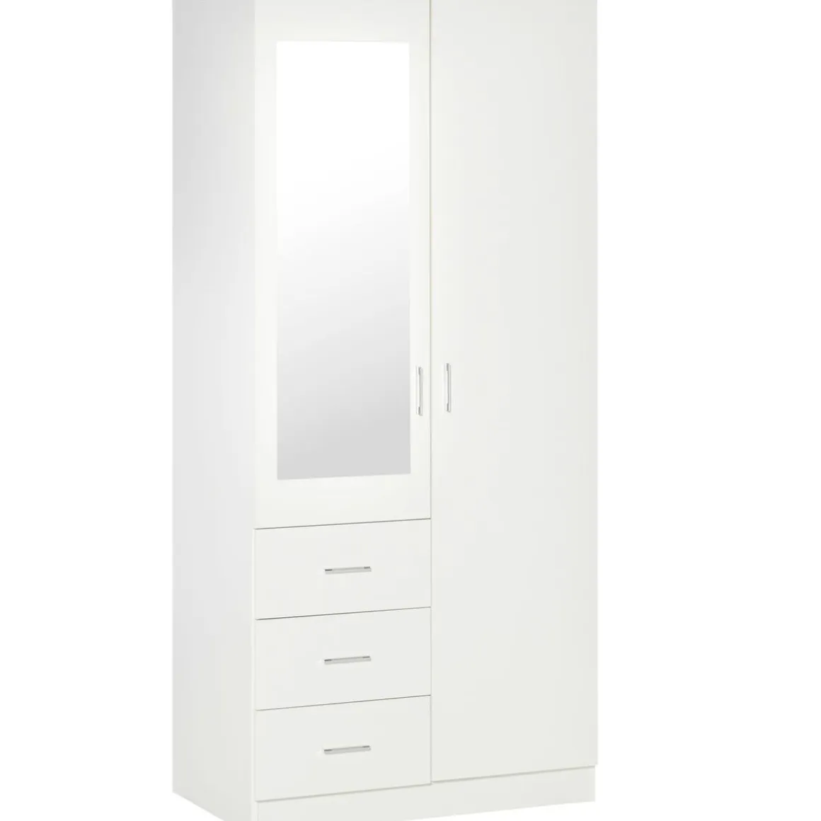 Armario Tasti Homcom 2 puertas con espejo + 3 cajones blanco 180x80x50 cm