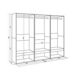 Armario vestidor Kroma 3 barras con 3 compartimentos 145x180x35 cm